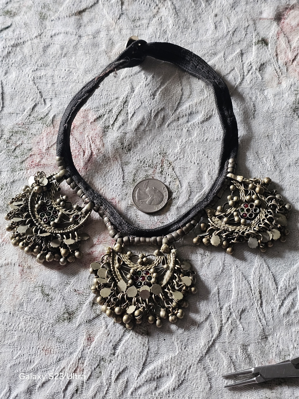 Vintage-Inspired Bohemian Statement Necklace in Antique Silver